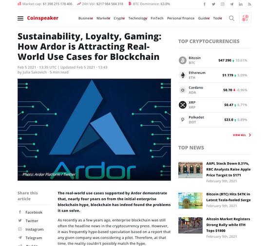 CoinSpeaker ArdorUseCases