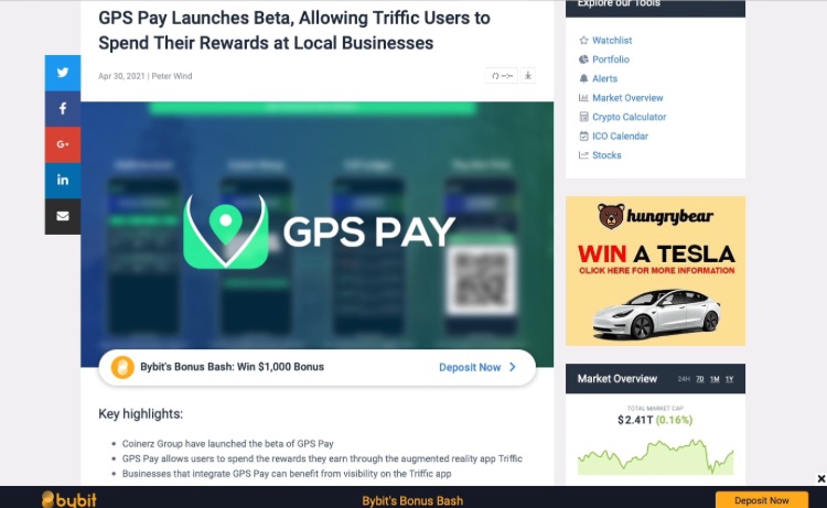 20210430 coincodex GPS Pay launches Beta